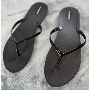 Okabashi Sandals Womens Size 11 Black Flip Flops Thong Slip On Beach Made in USA